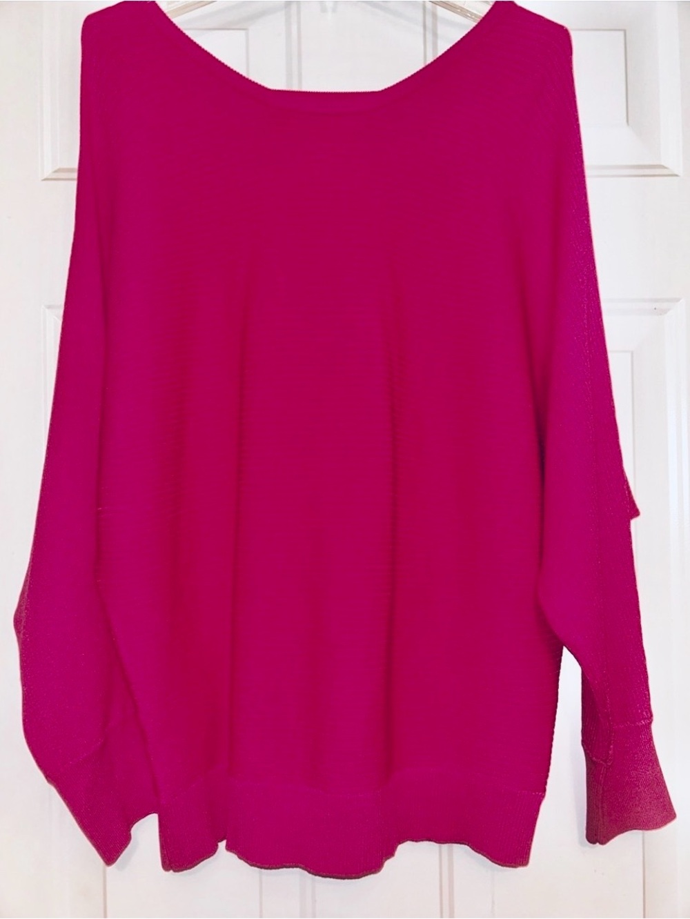 Express Open Back Dolman Sleeve Oversized Sweater L Pink Like New Ribbed Relaxed